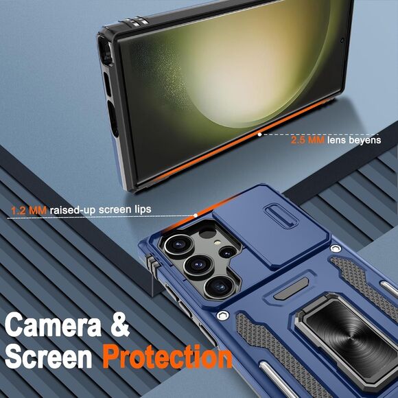 Phone Case For Galaxy S23 Ultra 6.8" With Kickstand & Camera Lens Cover - Picture 7 of 12